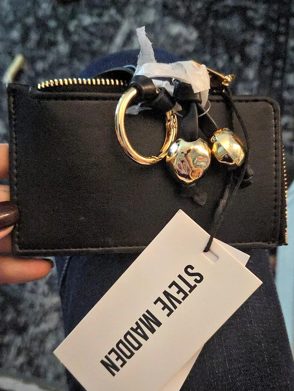 NWT Steve Madden Solea Zip-Around Card Case Black